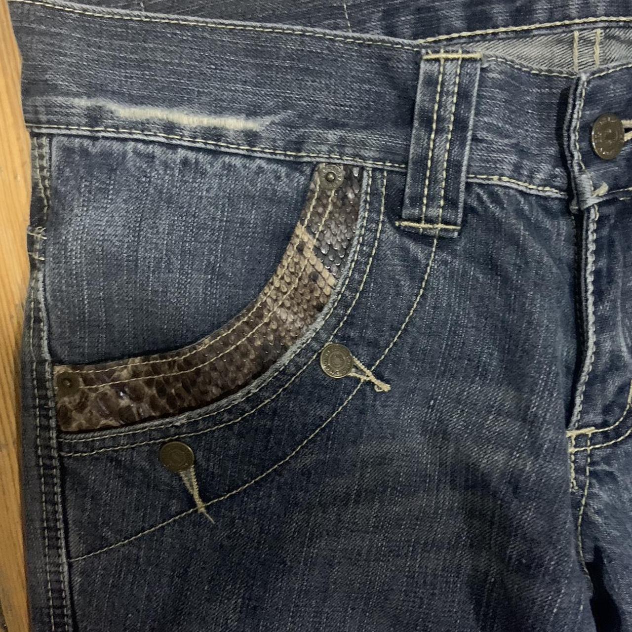 Tornado Mart Snakeskin Flared jeans Size S Actual... - Depop