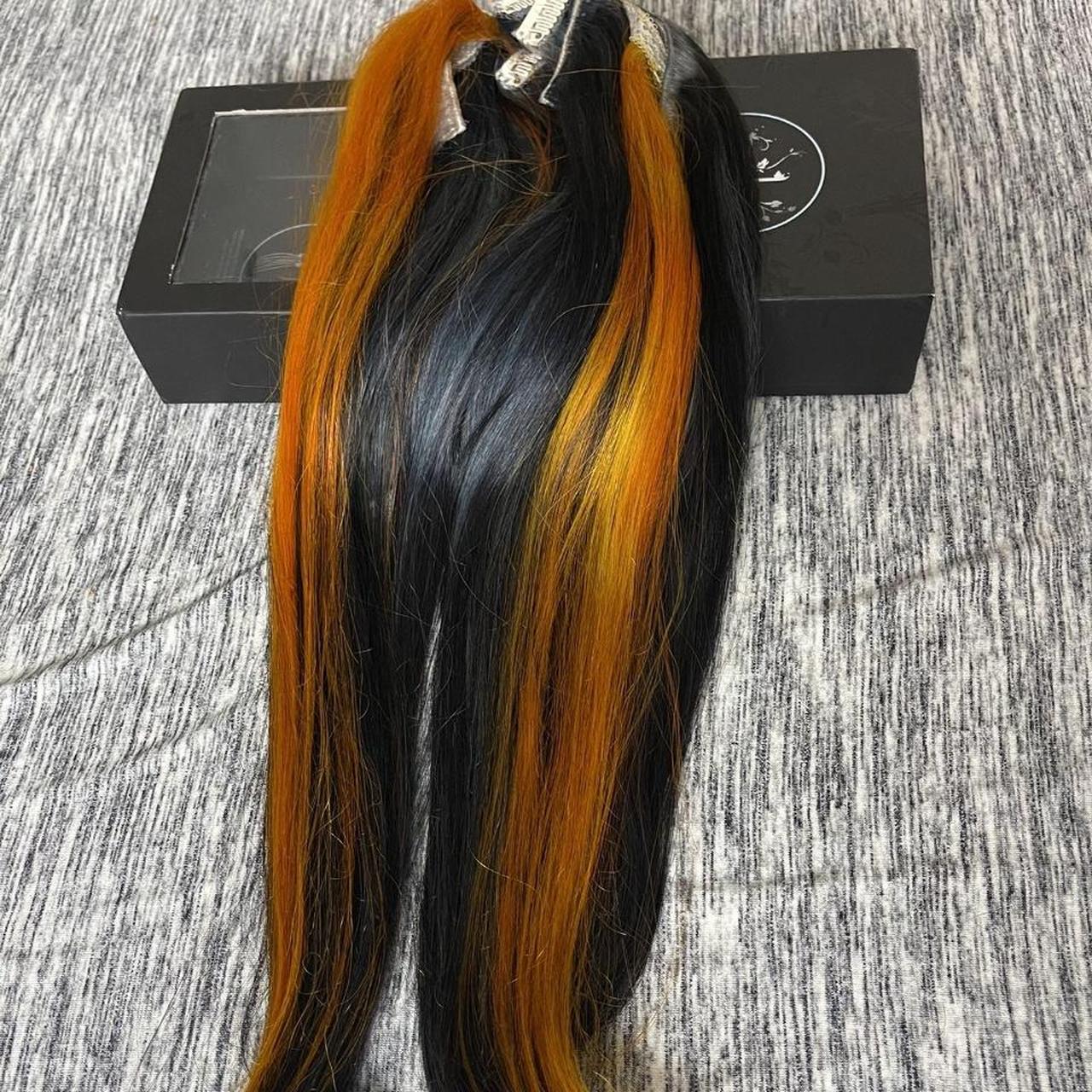 Custom Dyed 20 Zala Hair Extensions Black Orange Depop   P0 