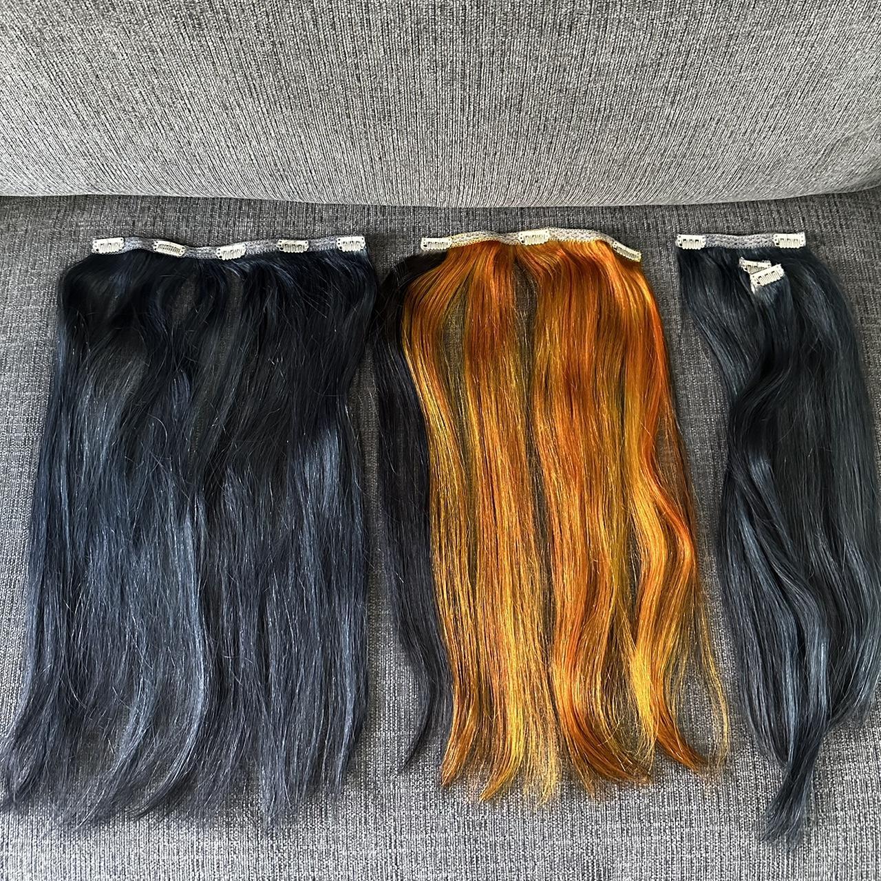 Custom Dyed 20 Zala Hair Extensions Black Orange Depop   P0 