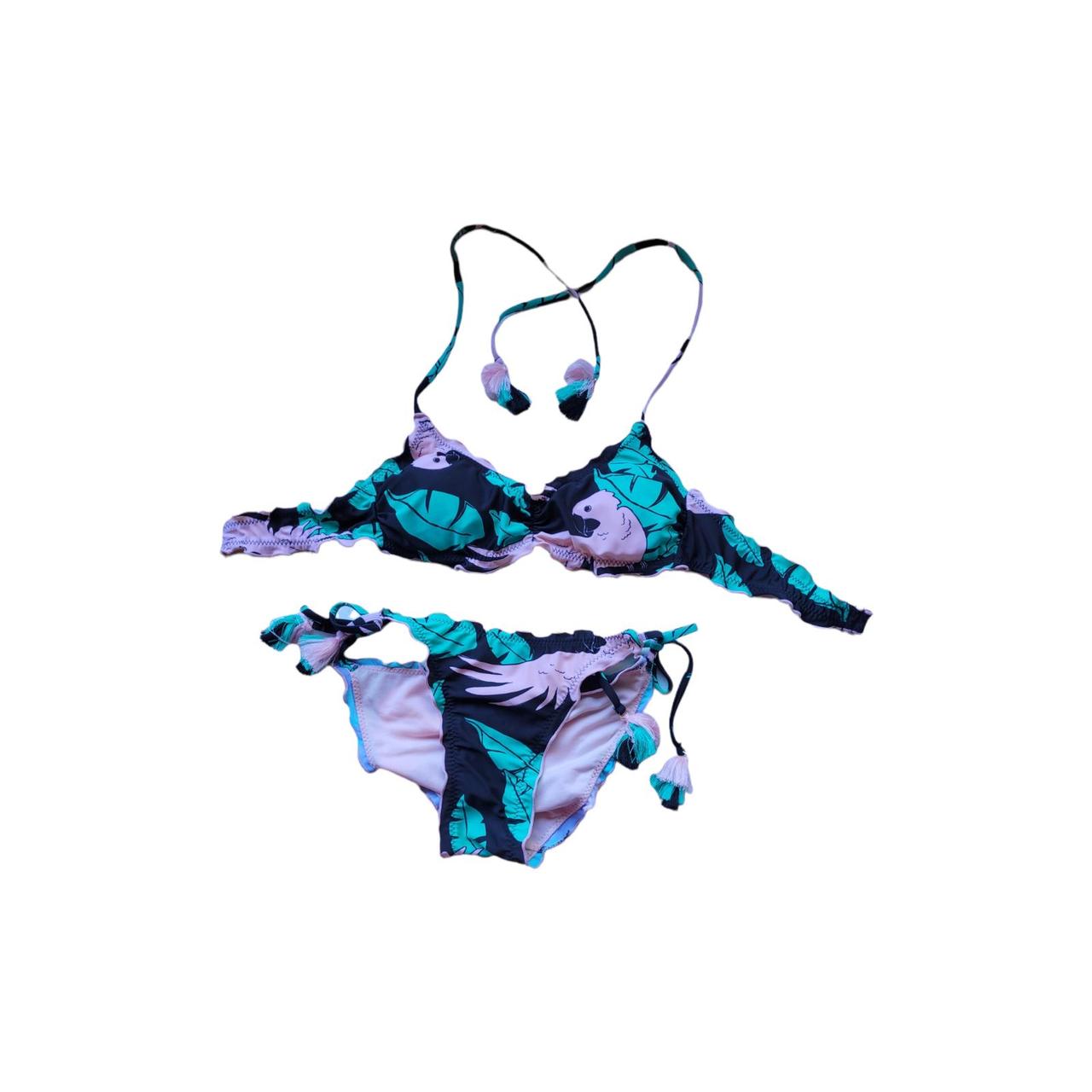 Women's Pink and Green Bikinisandtankinisets Depop