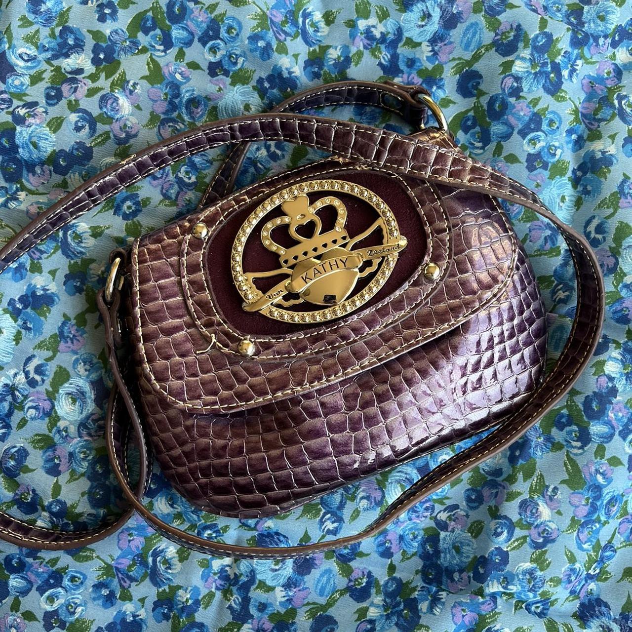 y2k Harley Davidson Purse, Purple croc embossed