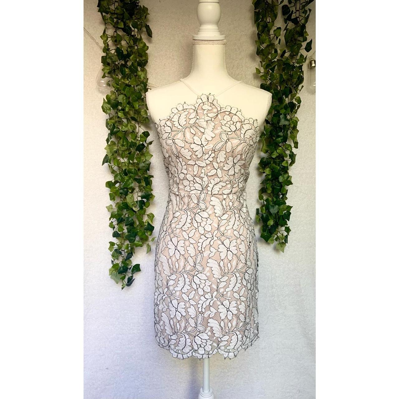 Lulus Delicate Darling beige and ivory lace bodycon. Depop