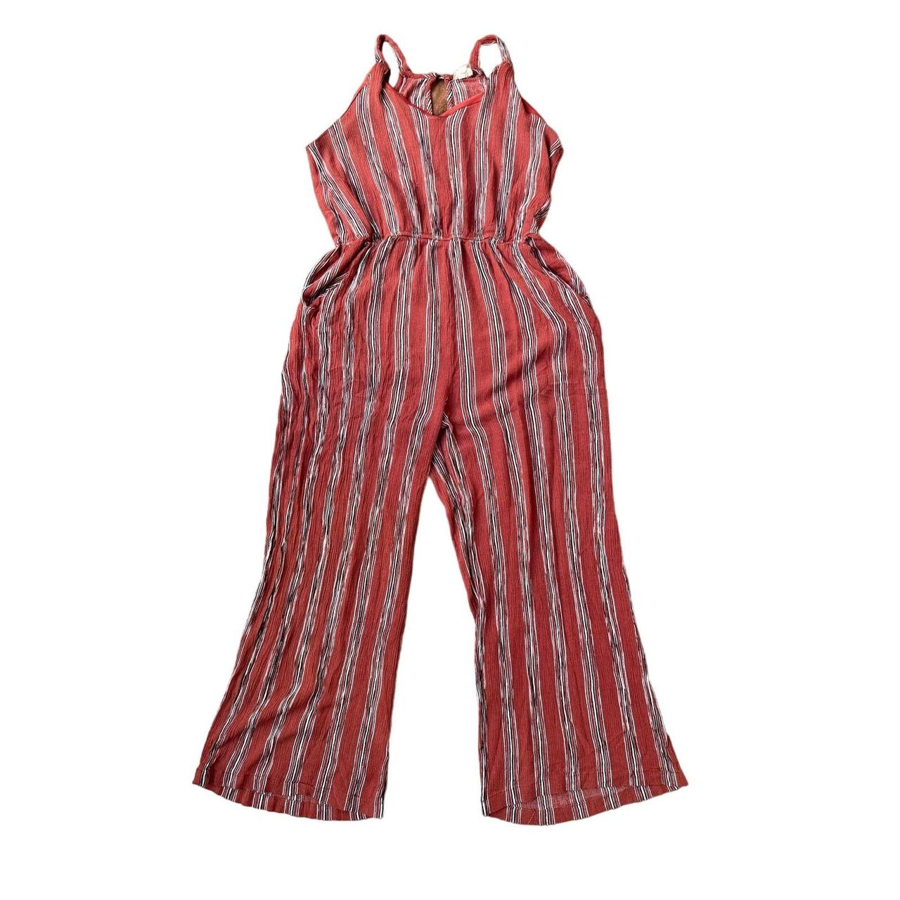 Hem Thread Rayon Burnt Orange Striped Wide Leg V. Depop