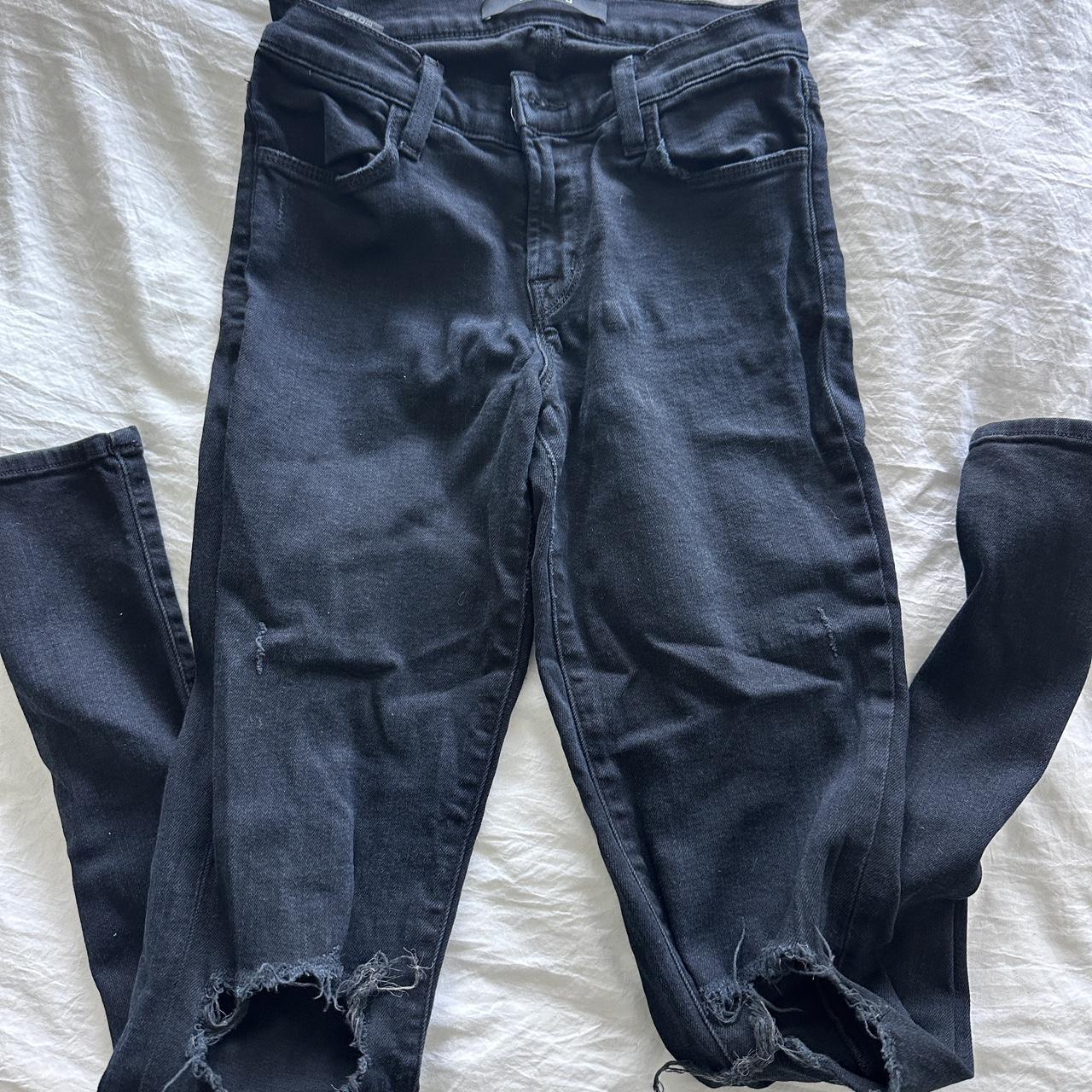 J brand skinny blackout jeans. Intentionally ripped... - Depop