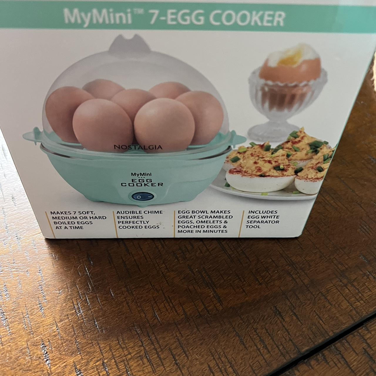  Nostalgia MyMini 7 Egg Cooker makes 7 soft medium or hard  boiled eggs egg bowls includes egg white separator (Teal)