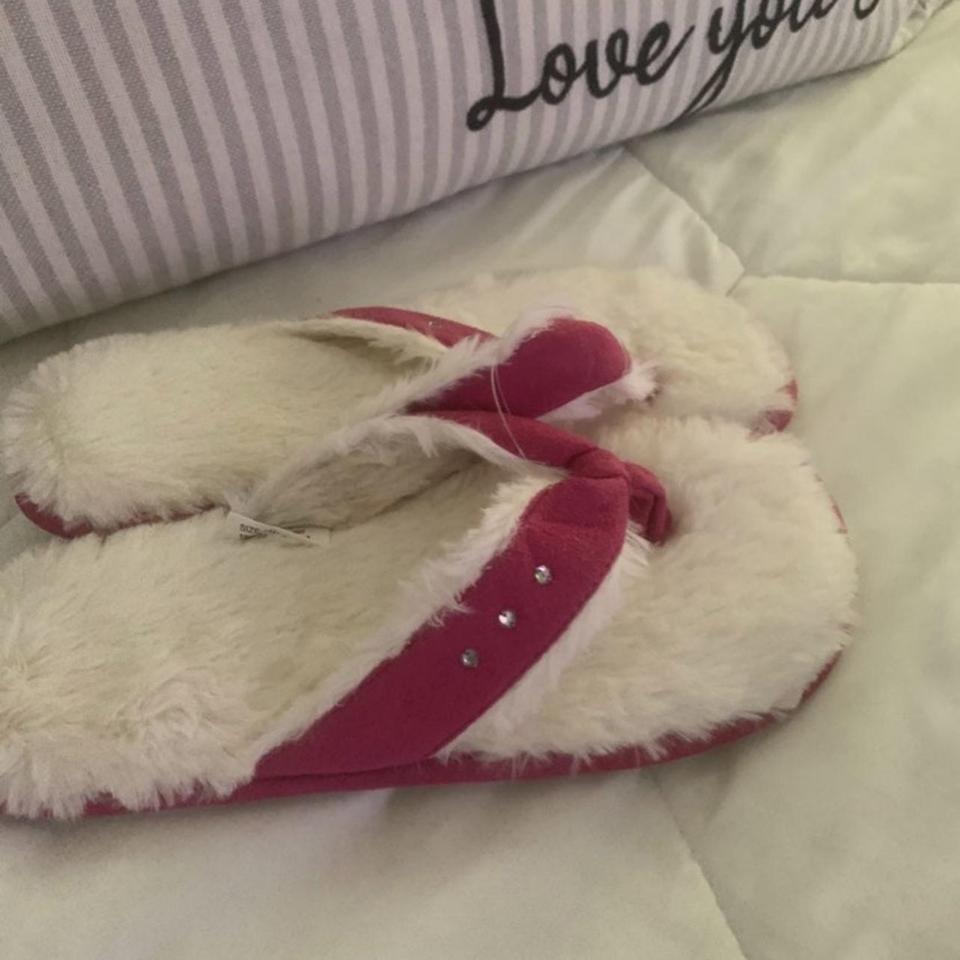 White and Pink Chanel Slippers Mink fur Brand new - Depop