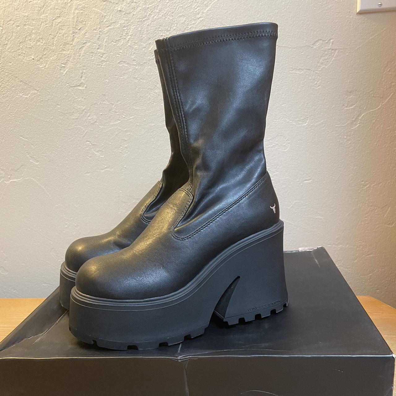 windsor smith found stretch boots black size 7 worn... - Depop