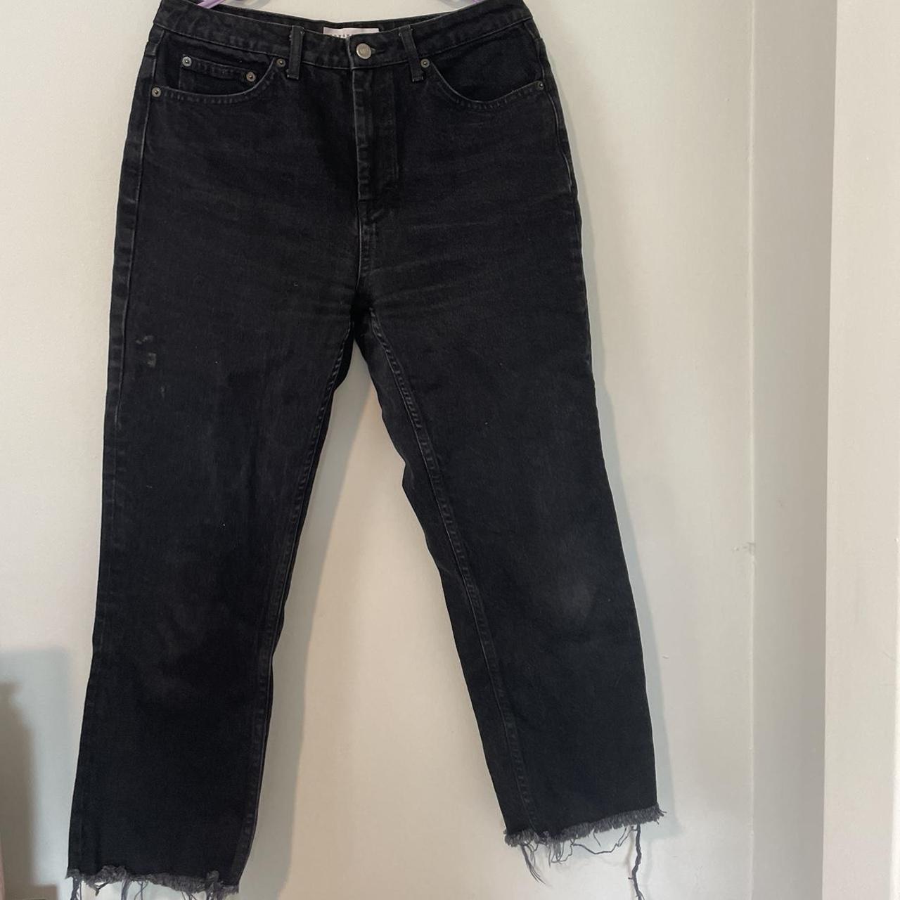 Black denim TopShop straight legged pants. Womens... - Depop