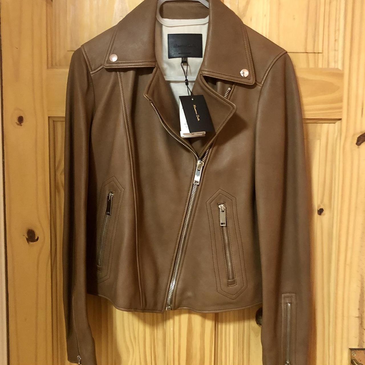 Massimo Dutti Leather Biker Jacket With Topstitching Depop 0006