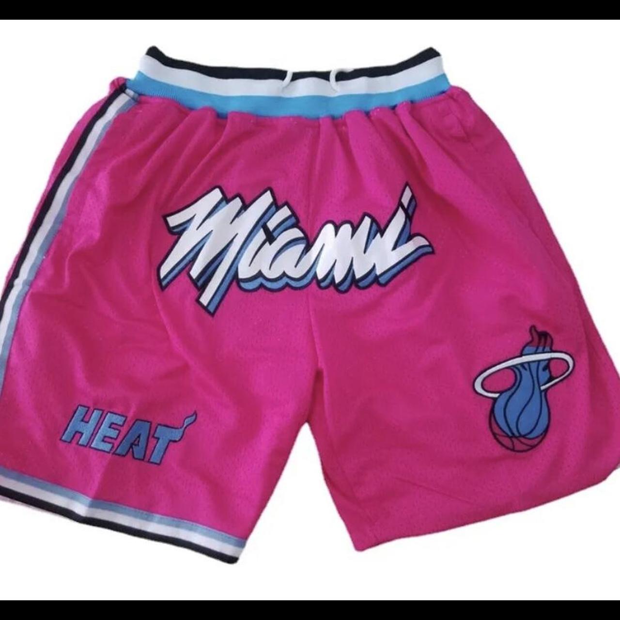 Miami Heat Vintage Stitched Basketball Shorts Pink Size: S-XXL New