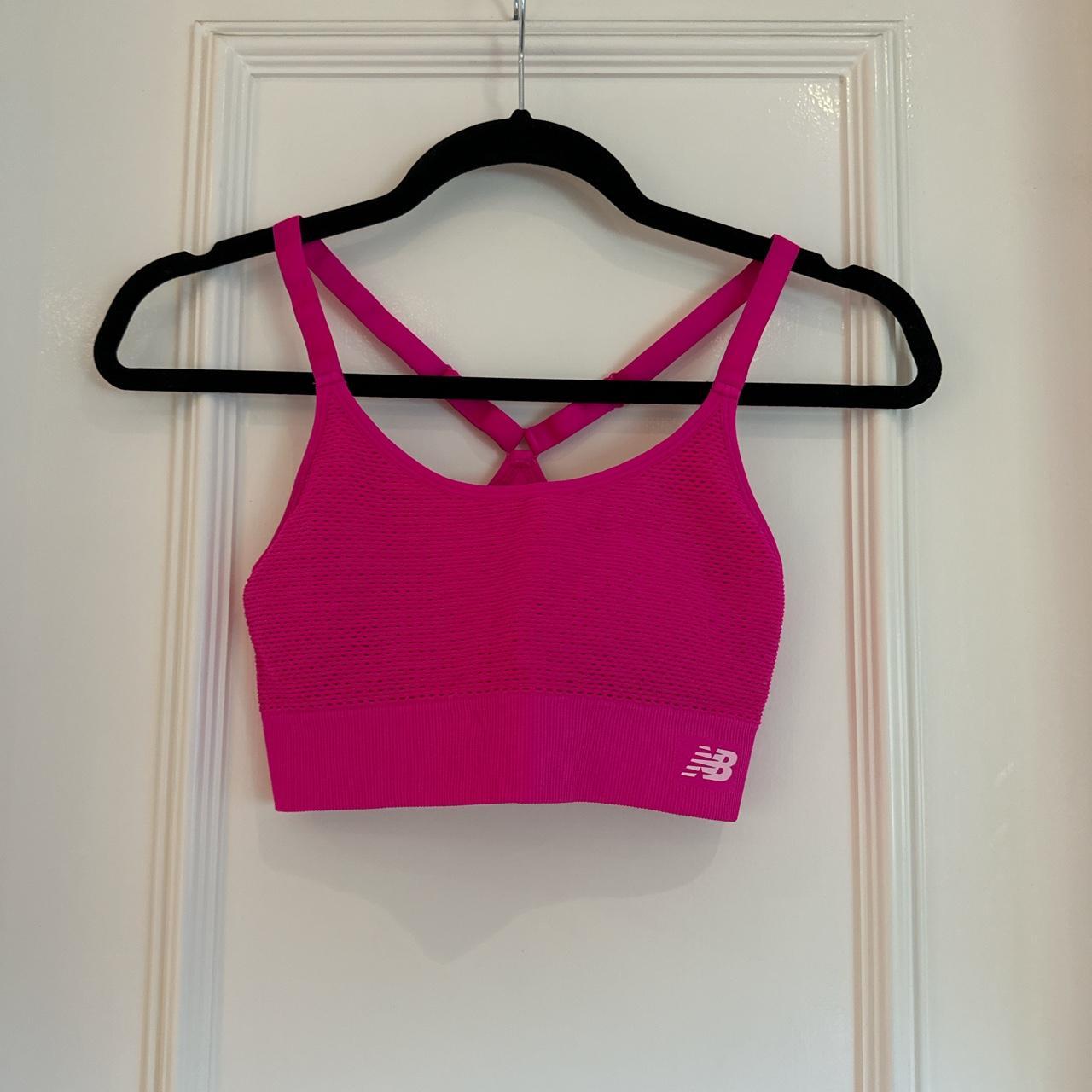 new balance pink camo sports bra perfect condition - Depop