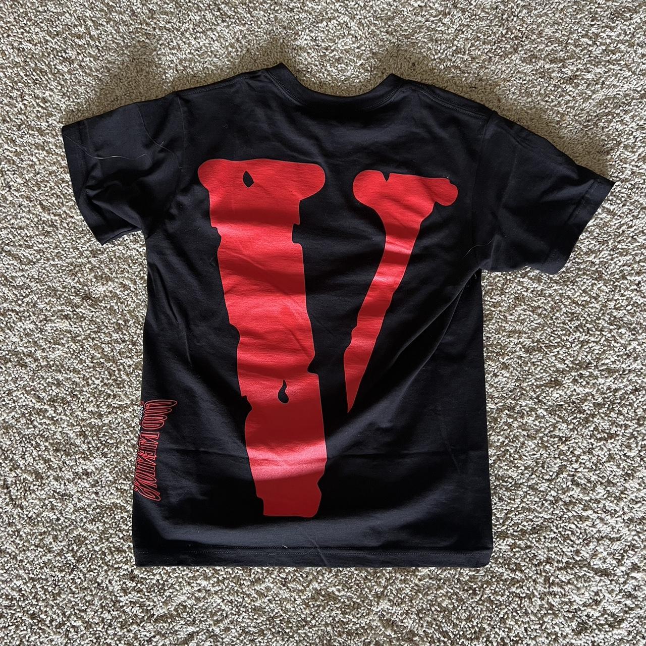 Vlone Mens Red And Black T Shirt Depop