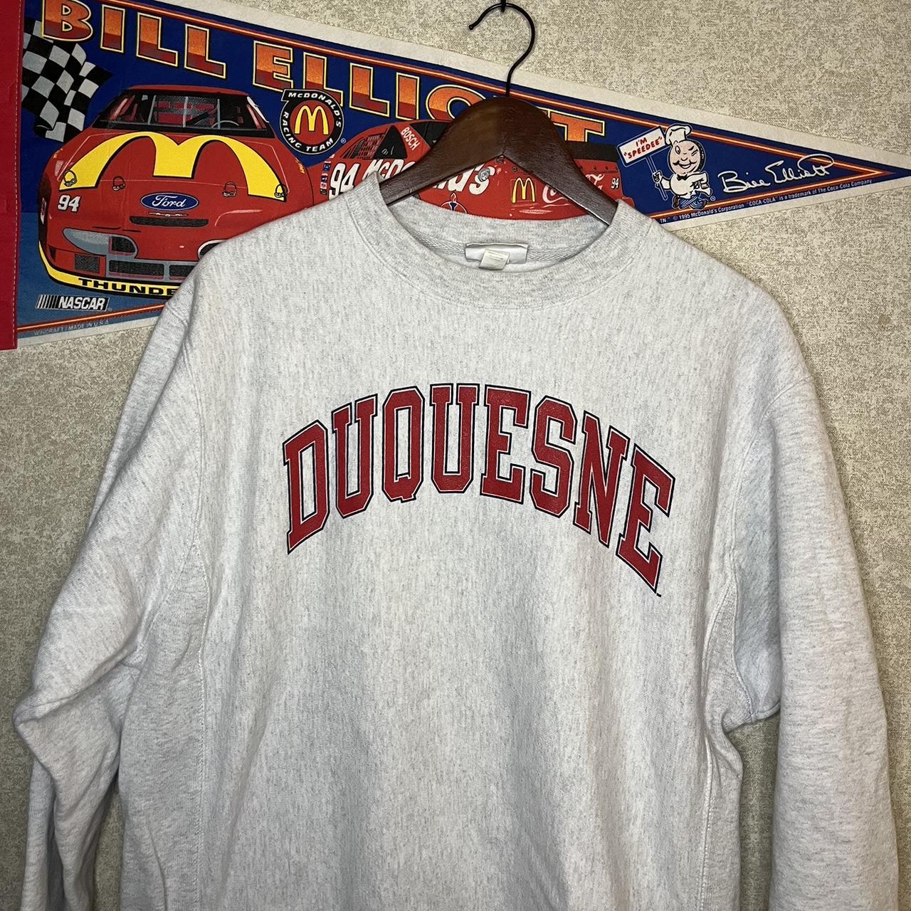 Vintage 1990s Champion Duquesne University Crewneck... - Depop