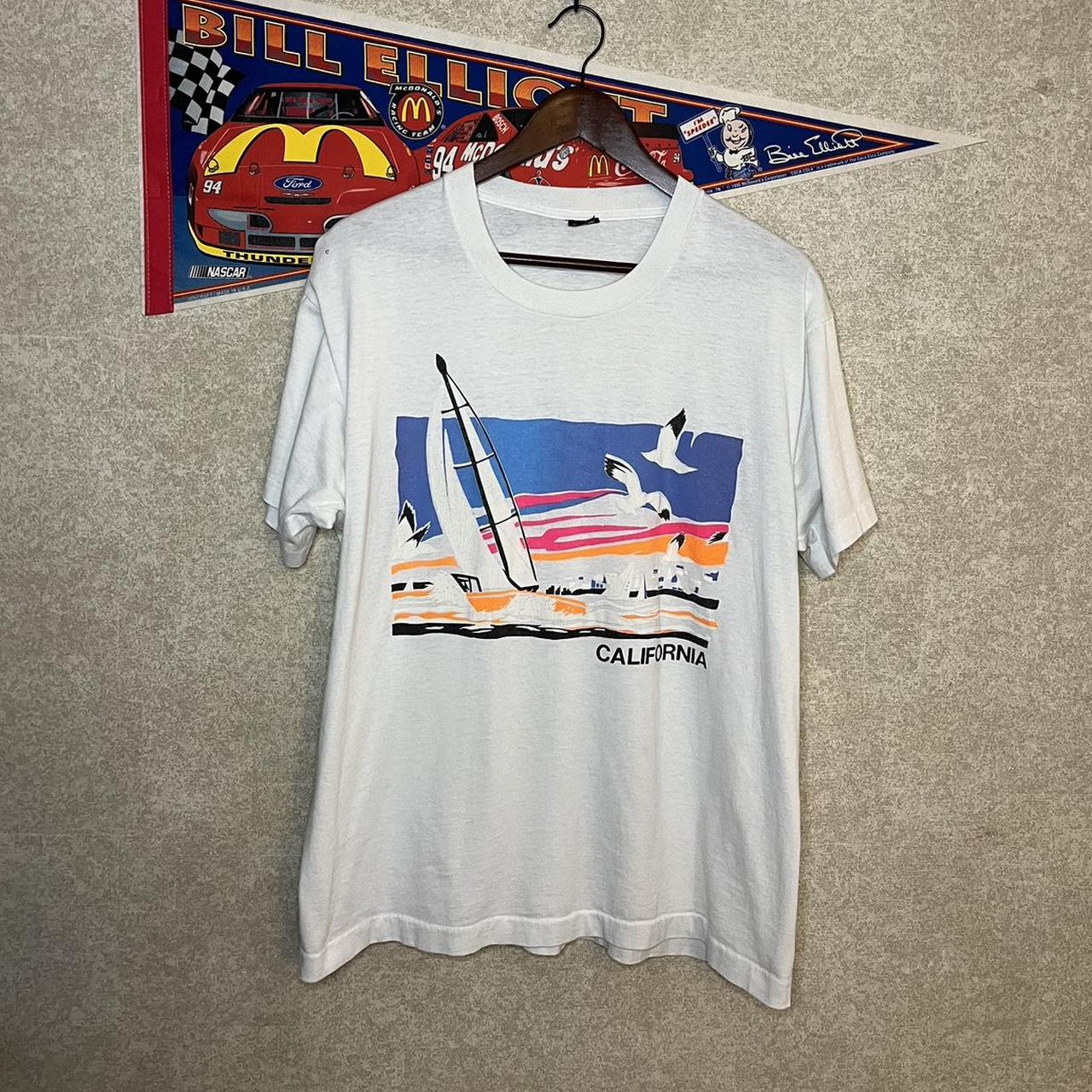 Vintage 1990s California Sail Boat Sunset Tee Shirt... - Depop