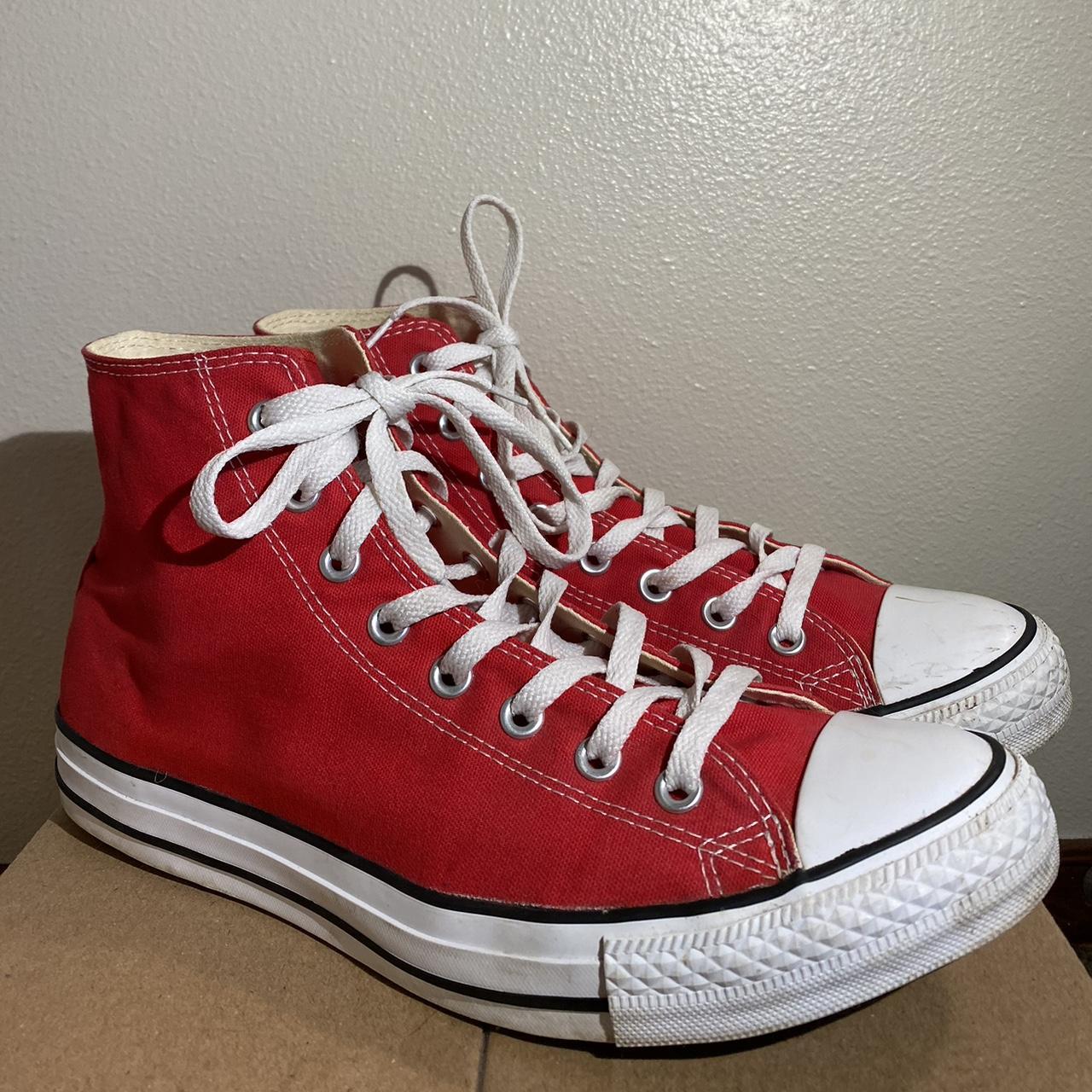 Red Converse All Stars Men’s Size 10 Worn once Small... - Depop