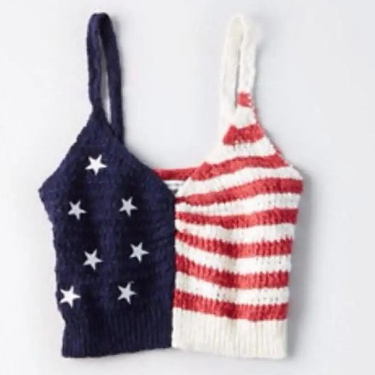 【AMERICAN EAGLE】CROPPED BORDER KNIT 2867 American Eagle Beige Cropped Patchwork Cardigan Sweater Tan