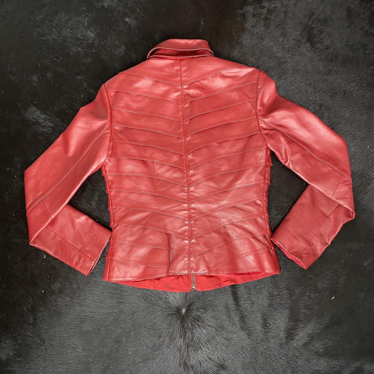 Neiman Marcus Red Layered Leather Jacket I love