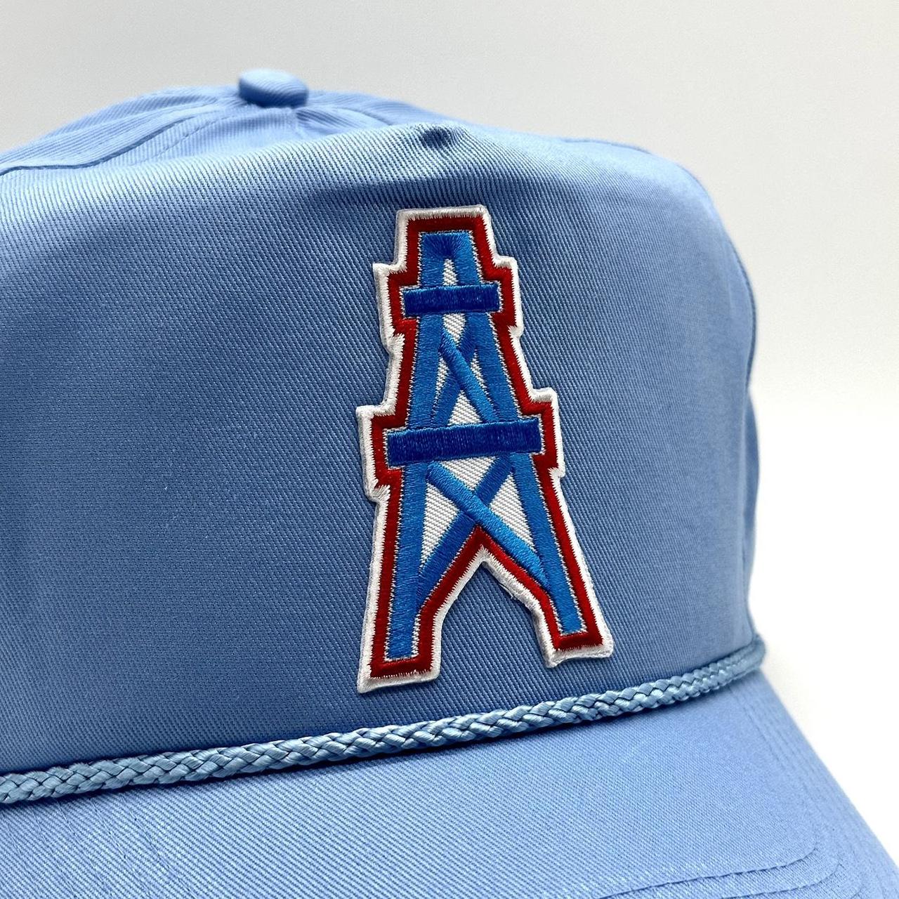 Vintage Houston Oilers Leather Strapback Hat - Depop