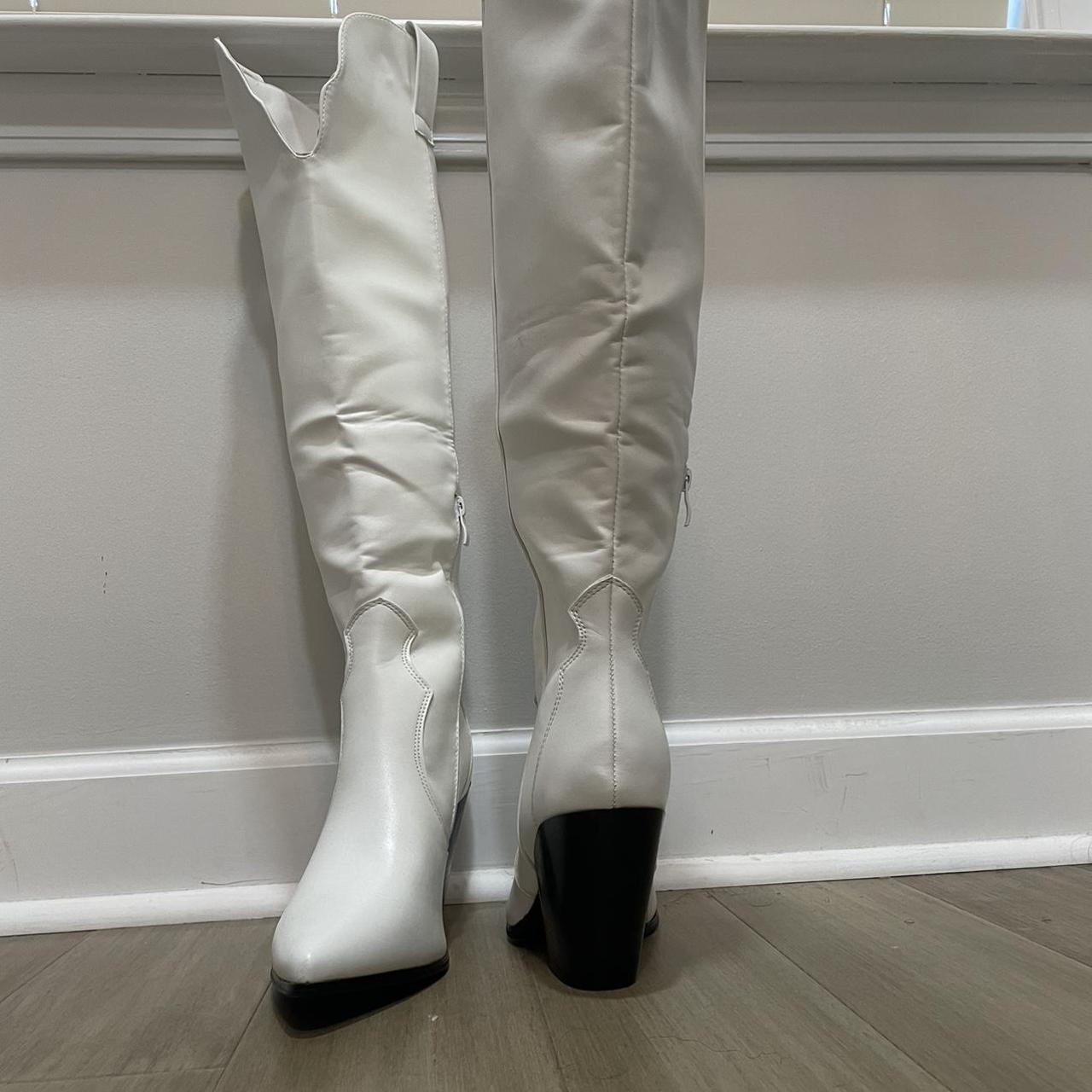 Fashion Nova Women's White Boots | Depop
