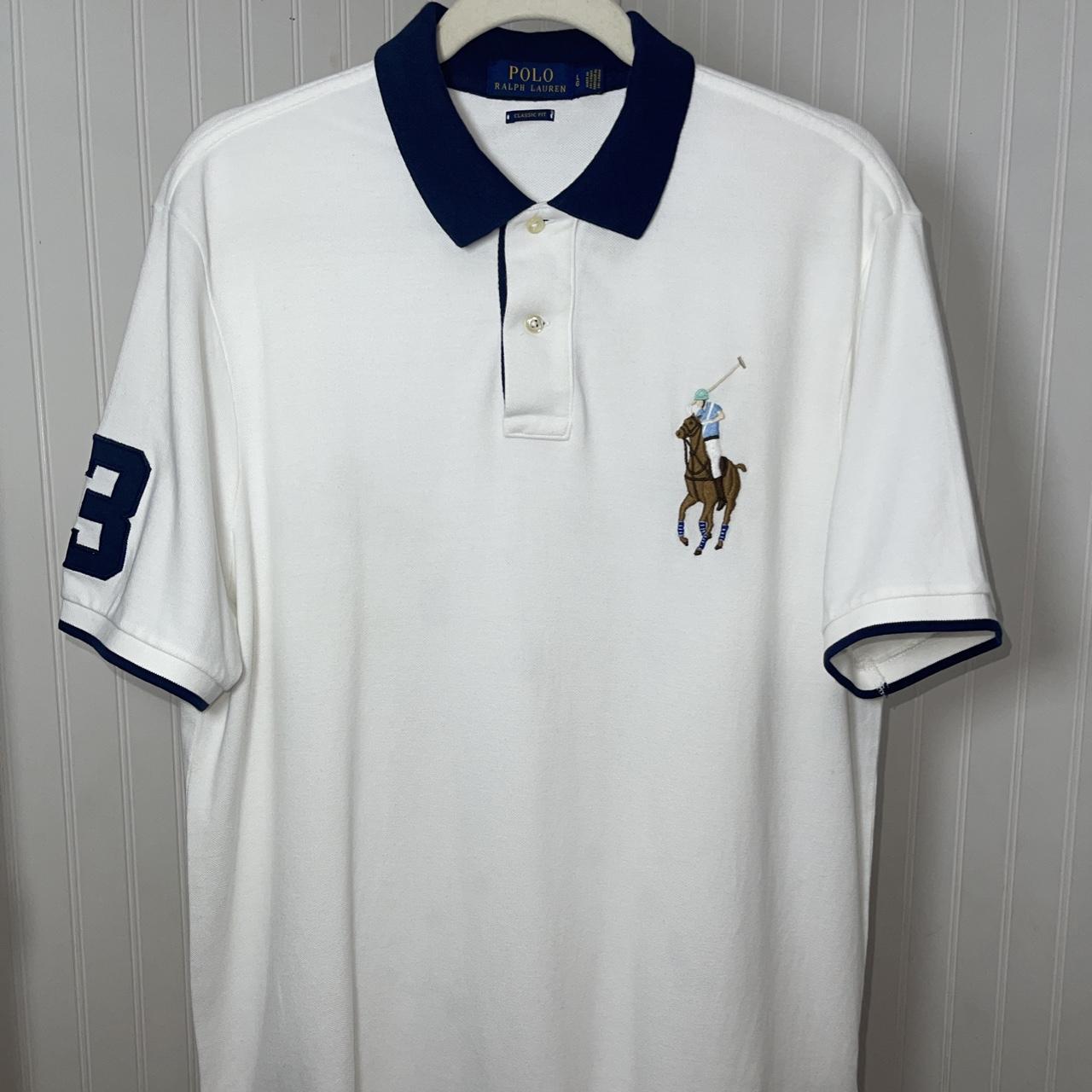 Polo Ralph Lauren Big & Tall Men's White and Navy Polo-shirts | Depop