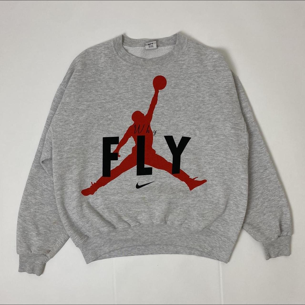 Jordan Women's Grey and Silver Jumper Depop