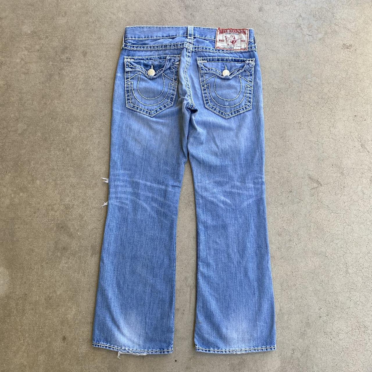 True Religion Distressed Bootcut Denim Jeans Size:... - Depop