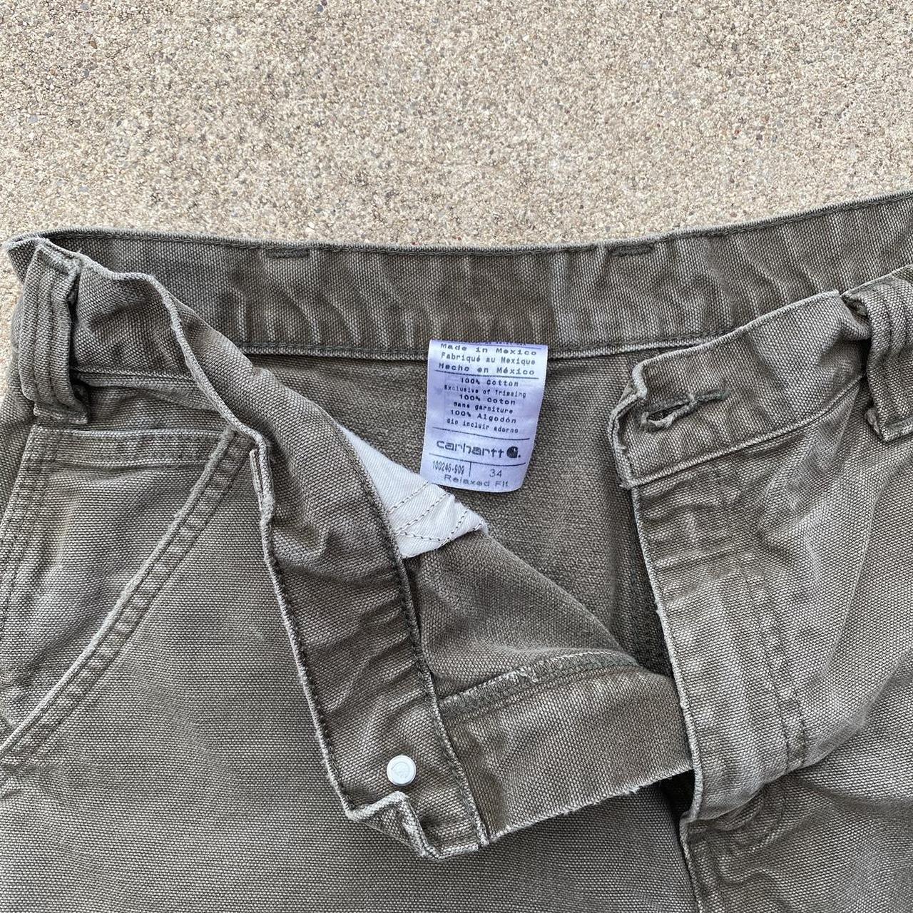 Carhartt Faded Khaki Carpenter Shorts Size:... - Depop