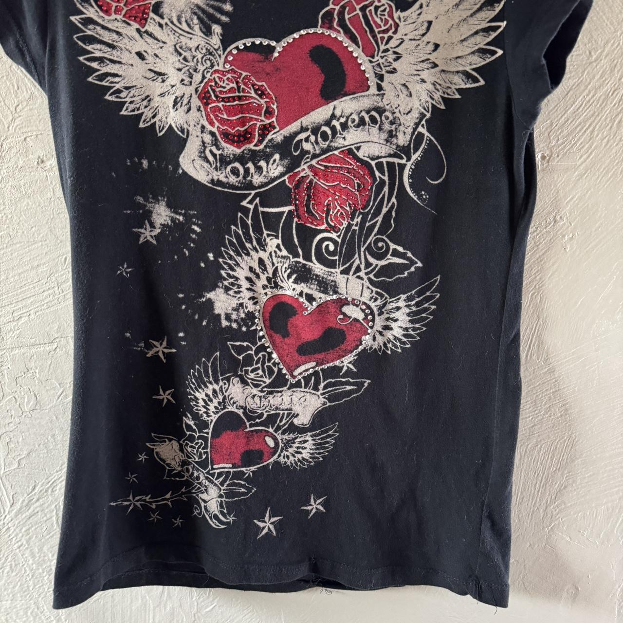 Crystal Saint Hearts Graphic T-Shirt Size: Women’s... - Depop