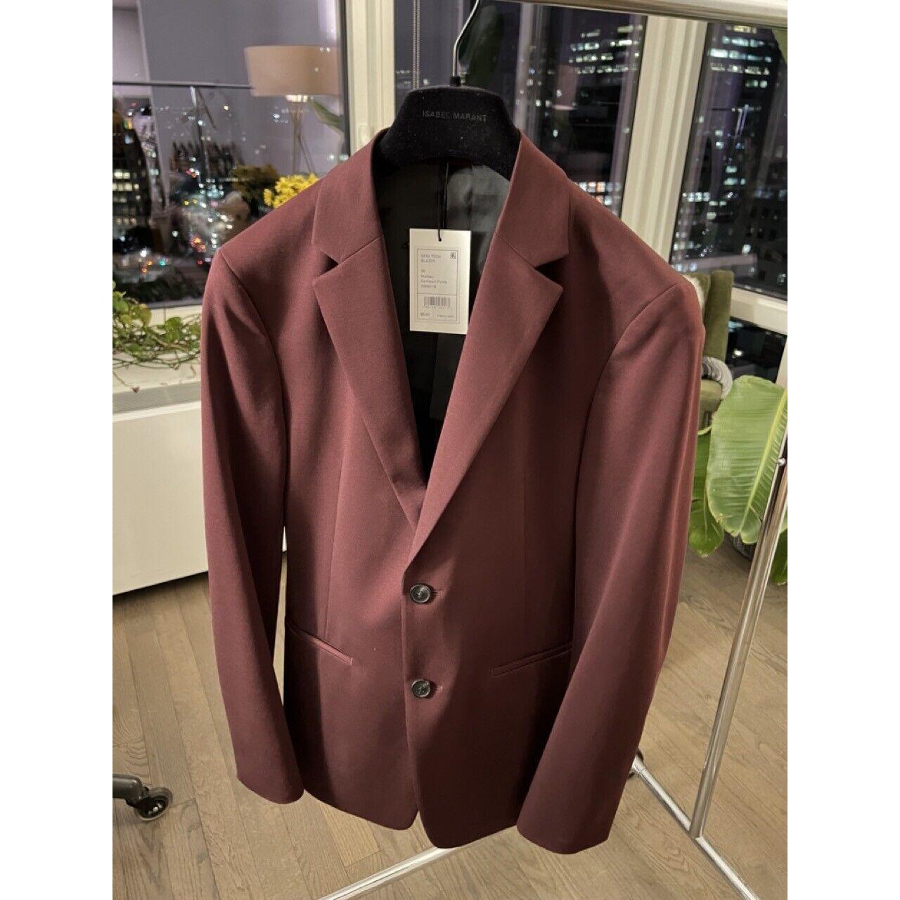 theory burgundy suit