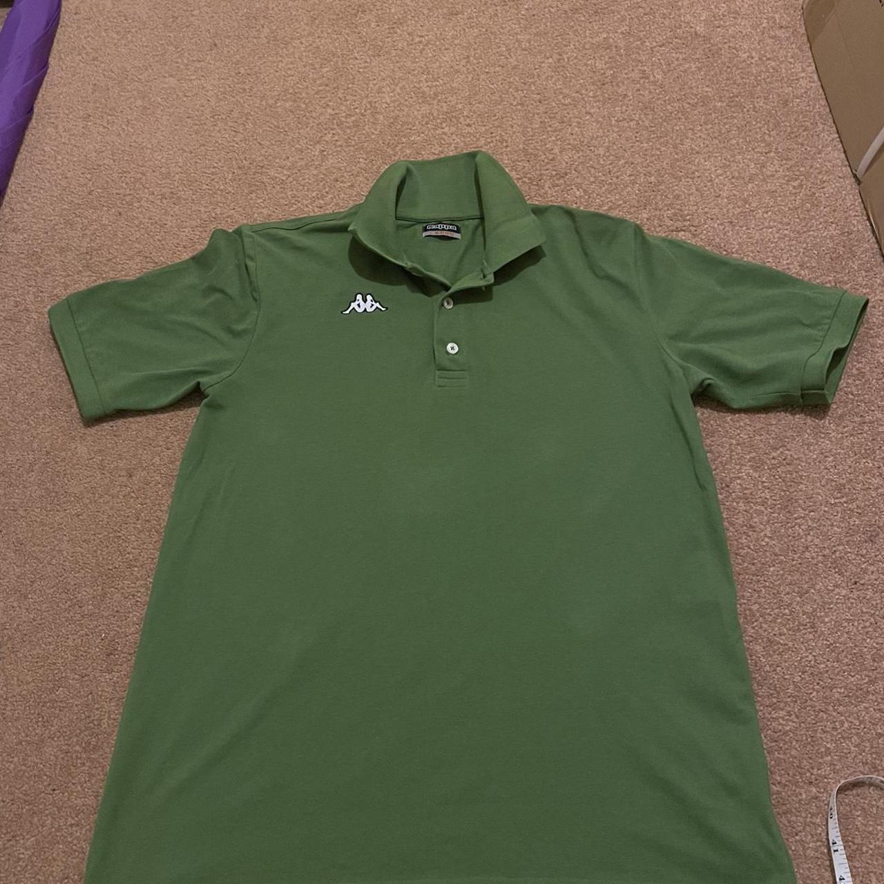 Kappa Polo shirt Green with white logo Used but No... - Depop