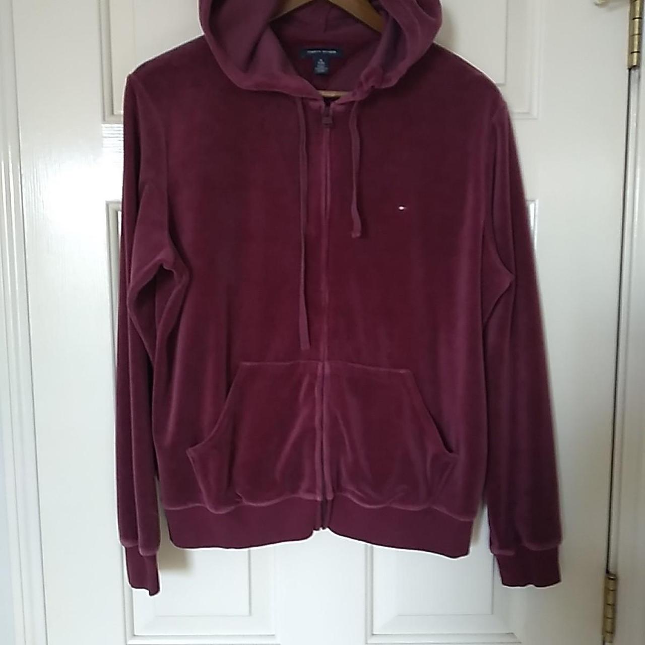 Tommy Hilfiger Womens Velour XL Full Zip Hoodie RN - Depop