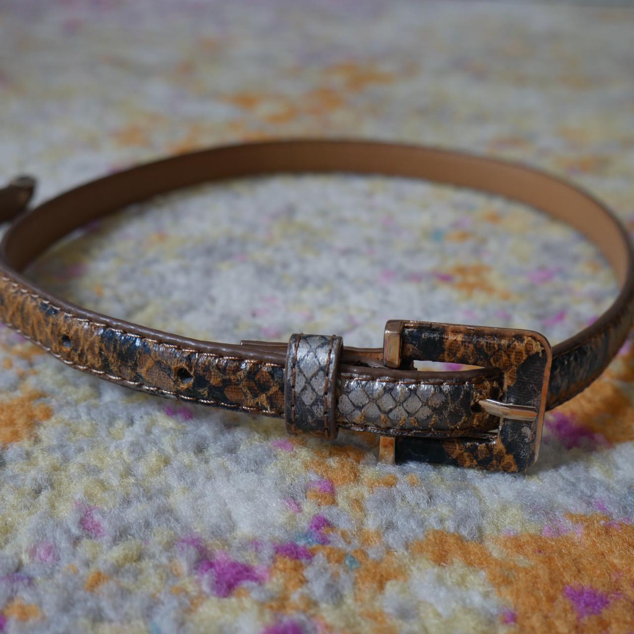 Primark Brown Snakeskin Waist Belt Signs of Wear,... Depop