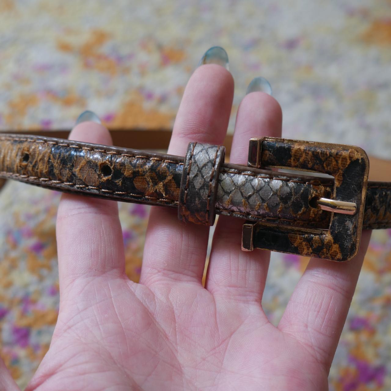 Primark Brown Snakeskin Waist Belt Signs of Wear,... Depop