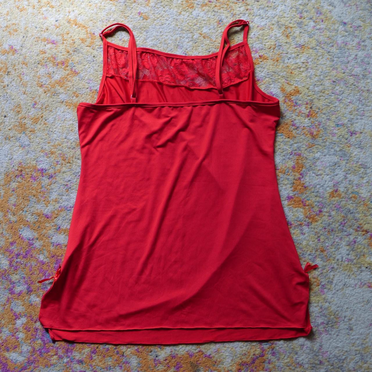 Red Baby-doll Lingerie with Split side, Lace and Bow... - Depop