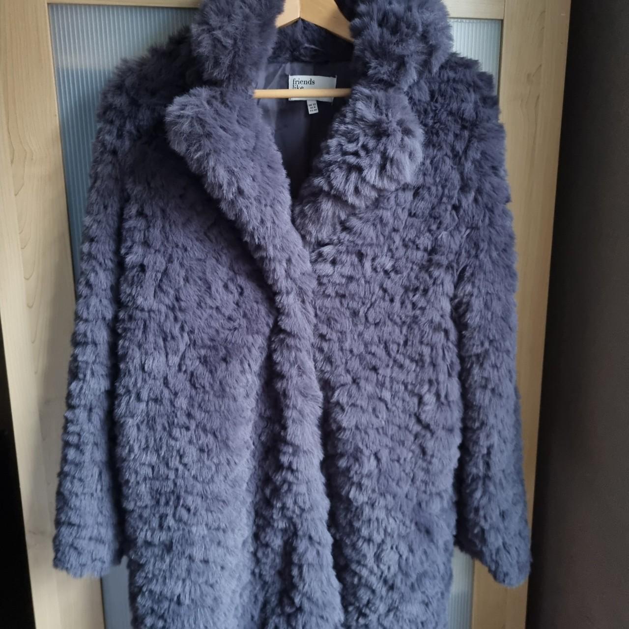 Glamorous, grey faux fur coat, with a tint of… - Depop