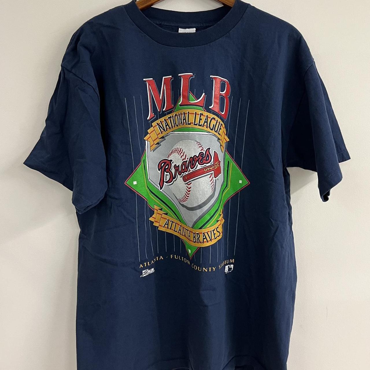 Vintage 90s Atlanta Braves shirt Size medium Good - Depop