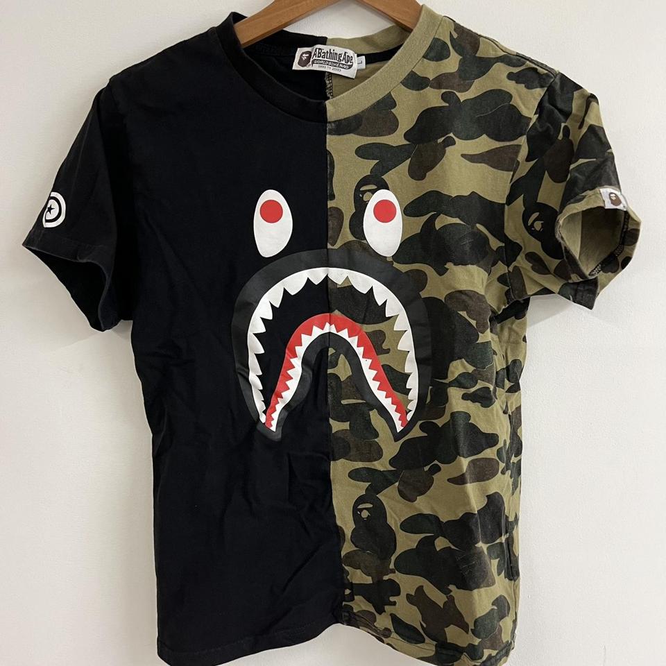 half camo half black bape shirt