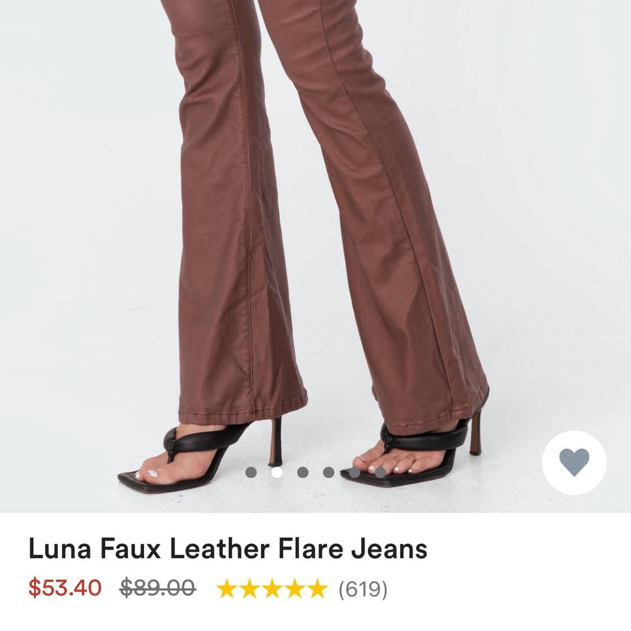 Brown edikted leather pants size small Depop