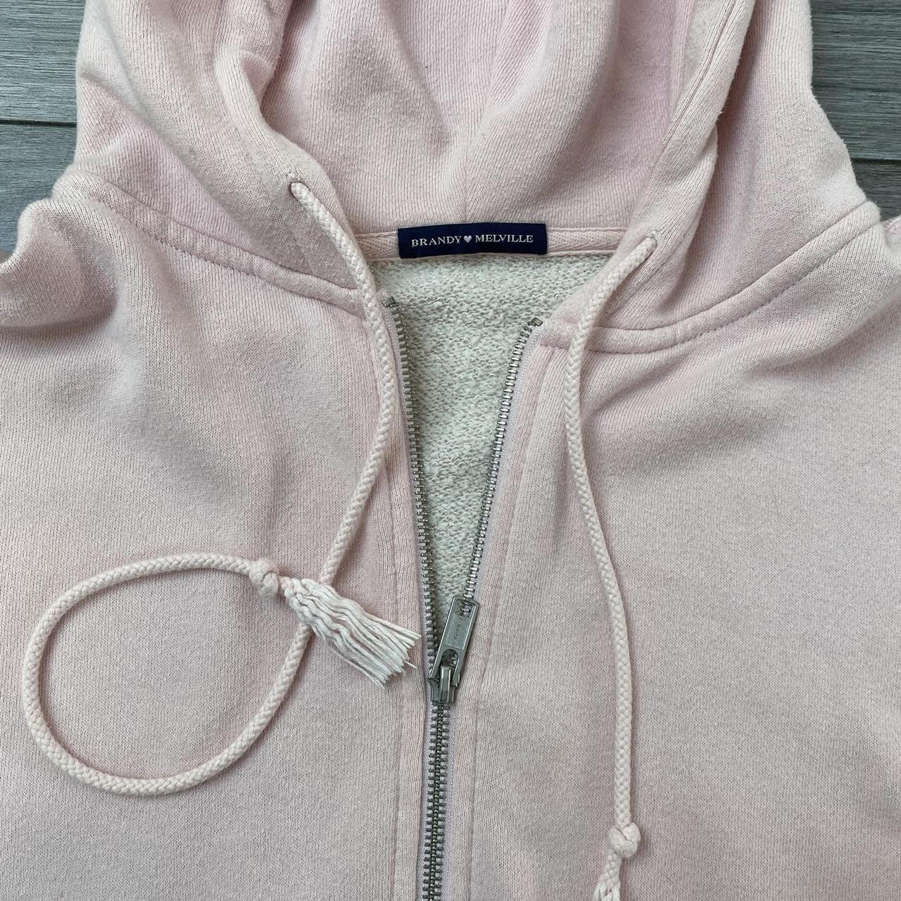 Rare Brandy Melville coquette pink zip up hoodie,... - Depop