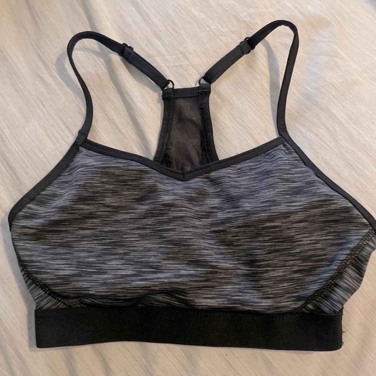 Athletic Works Gray and Black Sports Bra •worn... - Depop