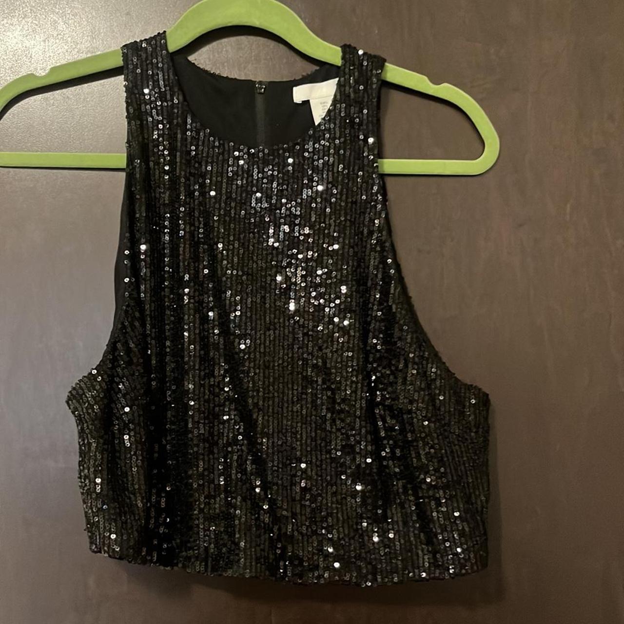 H&M Black sparkly crop Size large #h&m