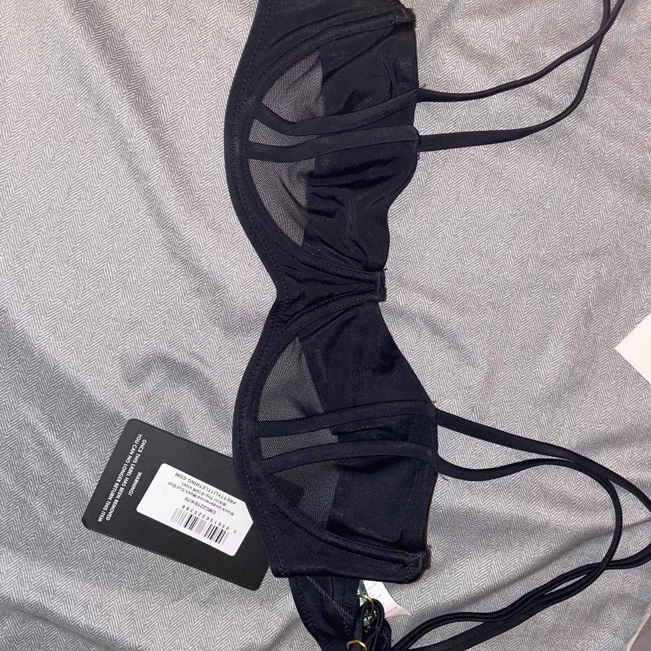 Black Underwired Mesh Cut Out Bikini Top