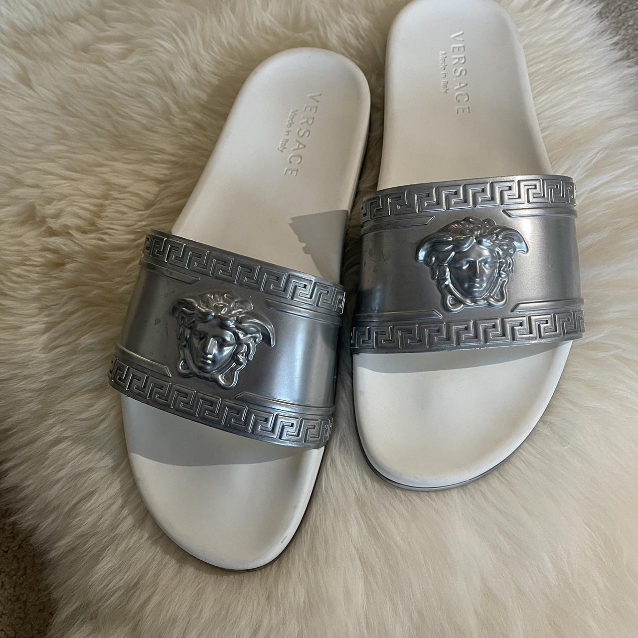 Versace store silver slides