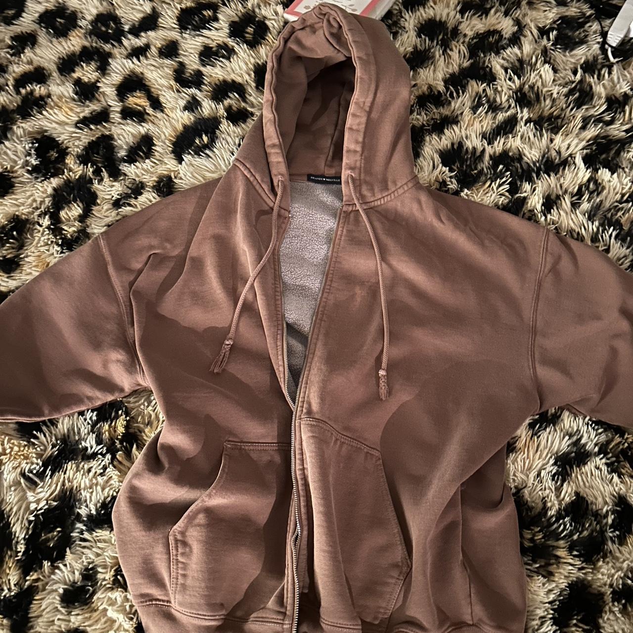 brown brandy melville hoodie fully functioning no... - Depop