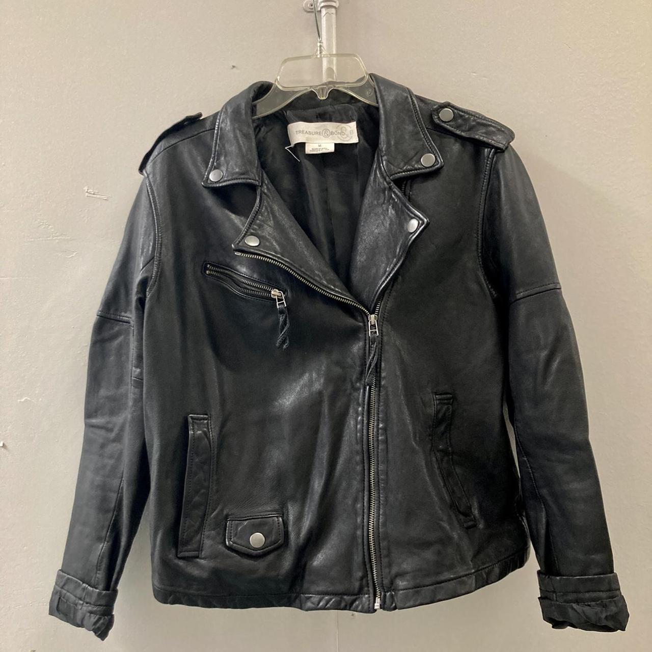 Treasure & Bond brand; Black leather jacket; real... - Depop