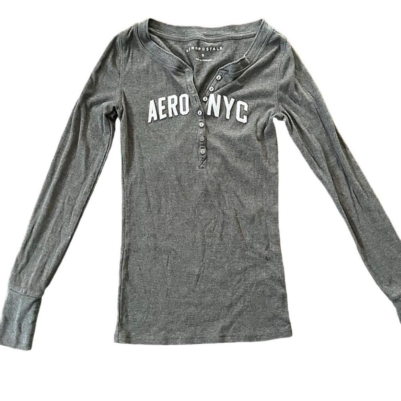 Aeropostale Button Longsleeve Dark Grey Has Logo Depop