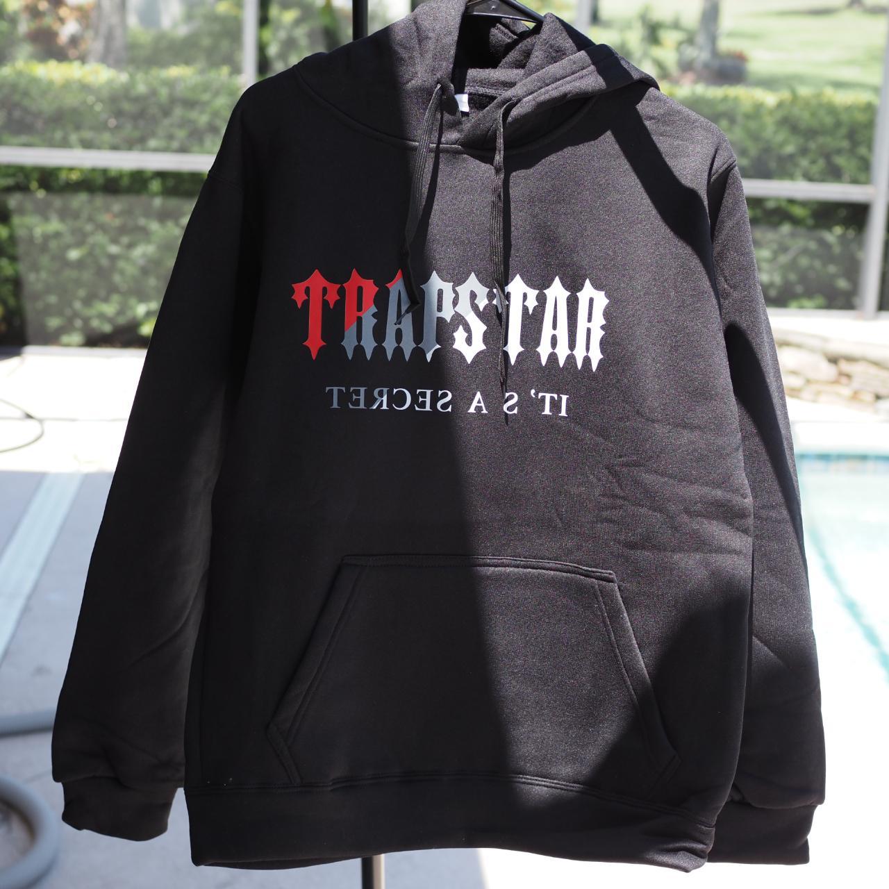 Black and outlet red trapstar hoodie