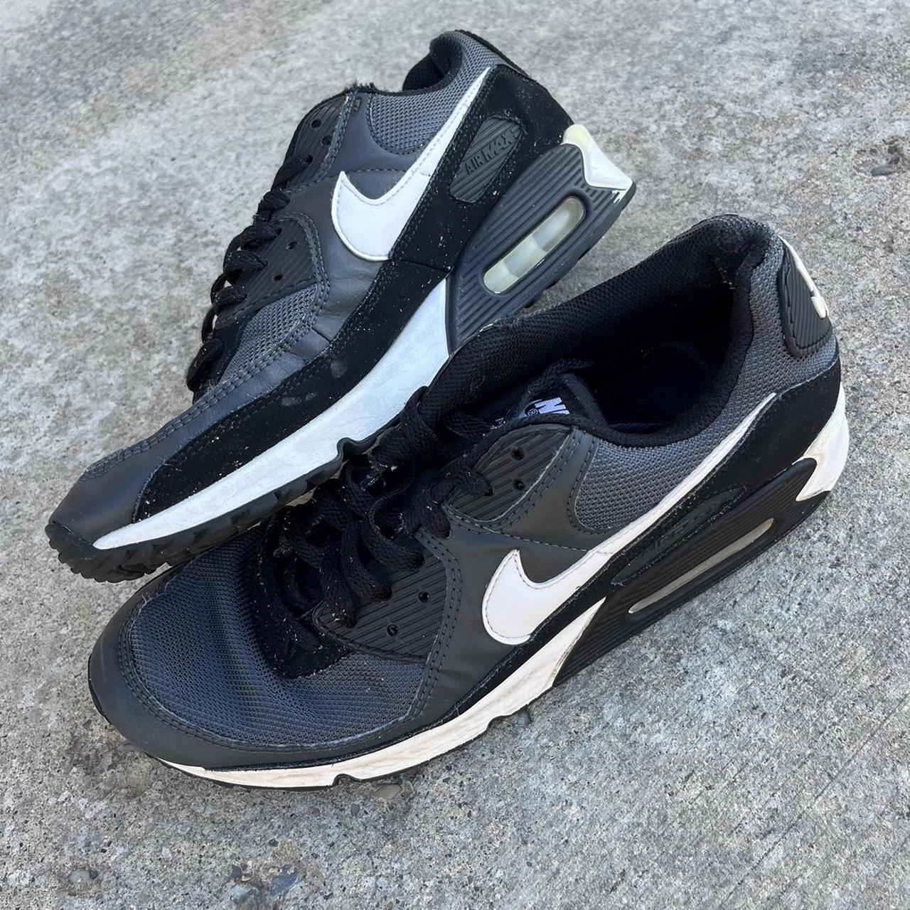 Black and White Nike Air Maxs Size: 11.5 Super... - Depop