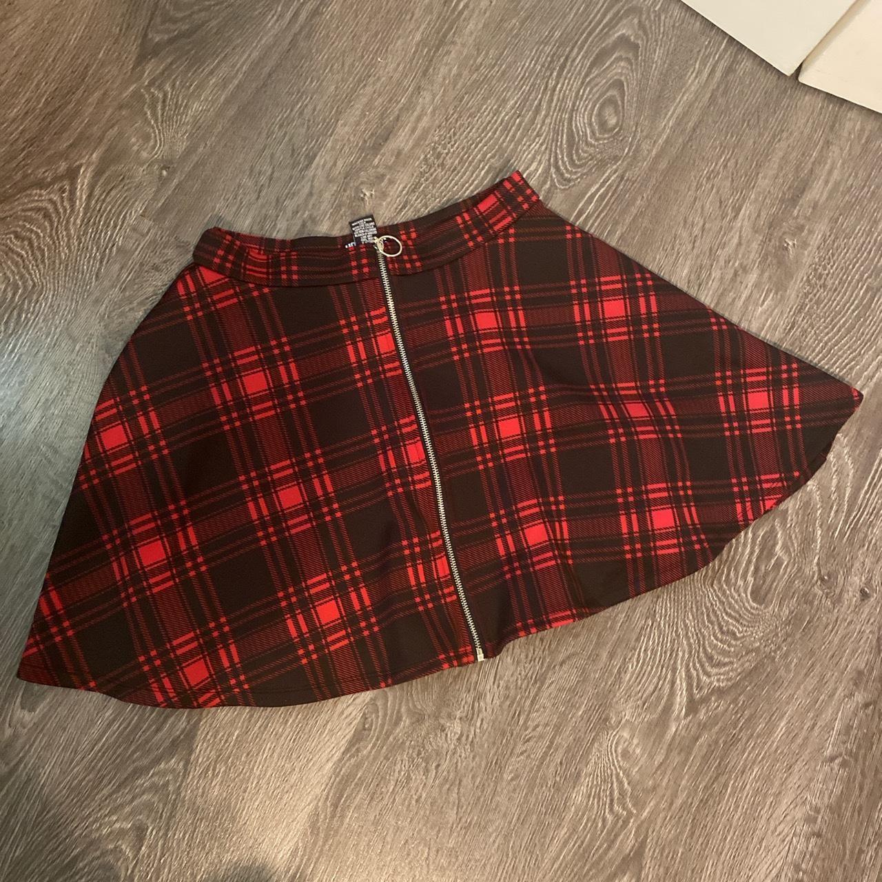 hot topic emo punk plaid red and black skirt it... Depop