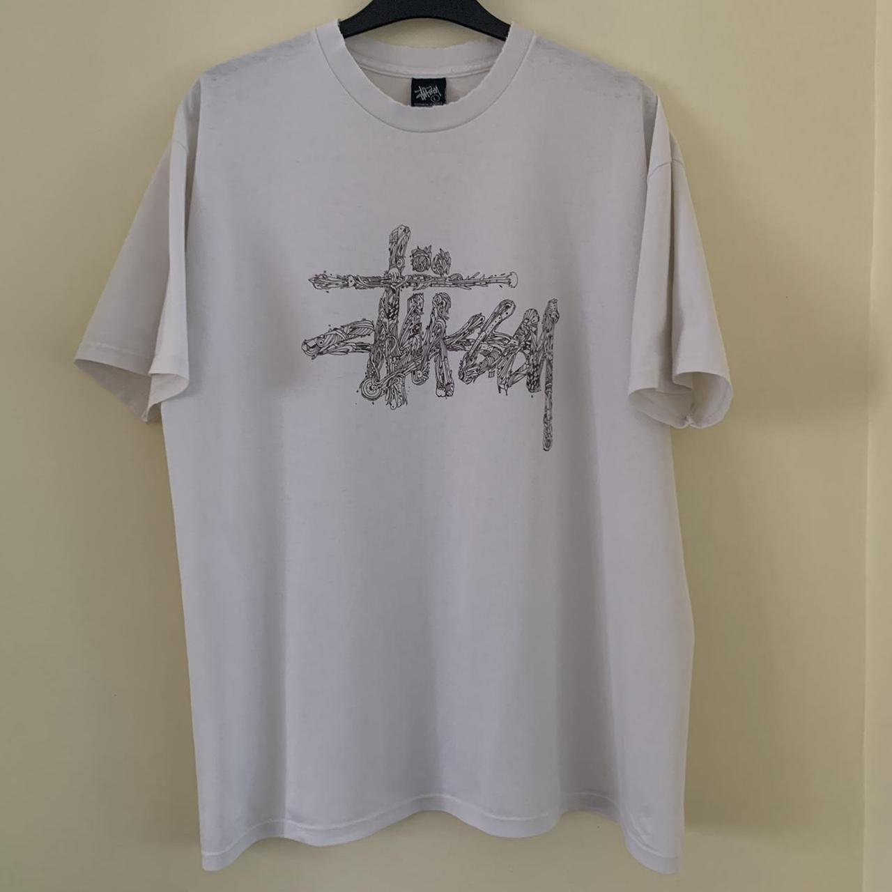 STÜSSY Hawaii Script T-Shirt - Large - White - Depop